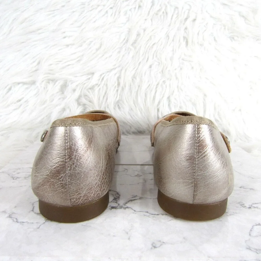 BORN Batti Mary Jane Leather Flats Metallic Light Gold Bronze Combo Size 7M NWOB